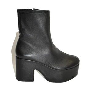 New! LARROUDE Miso Leather Platform Short Boots Black Size 10 DD524